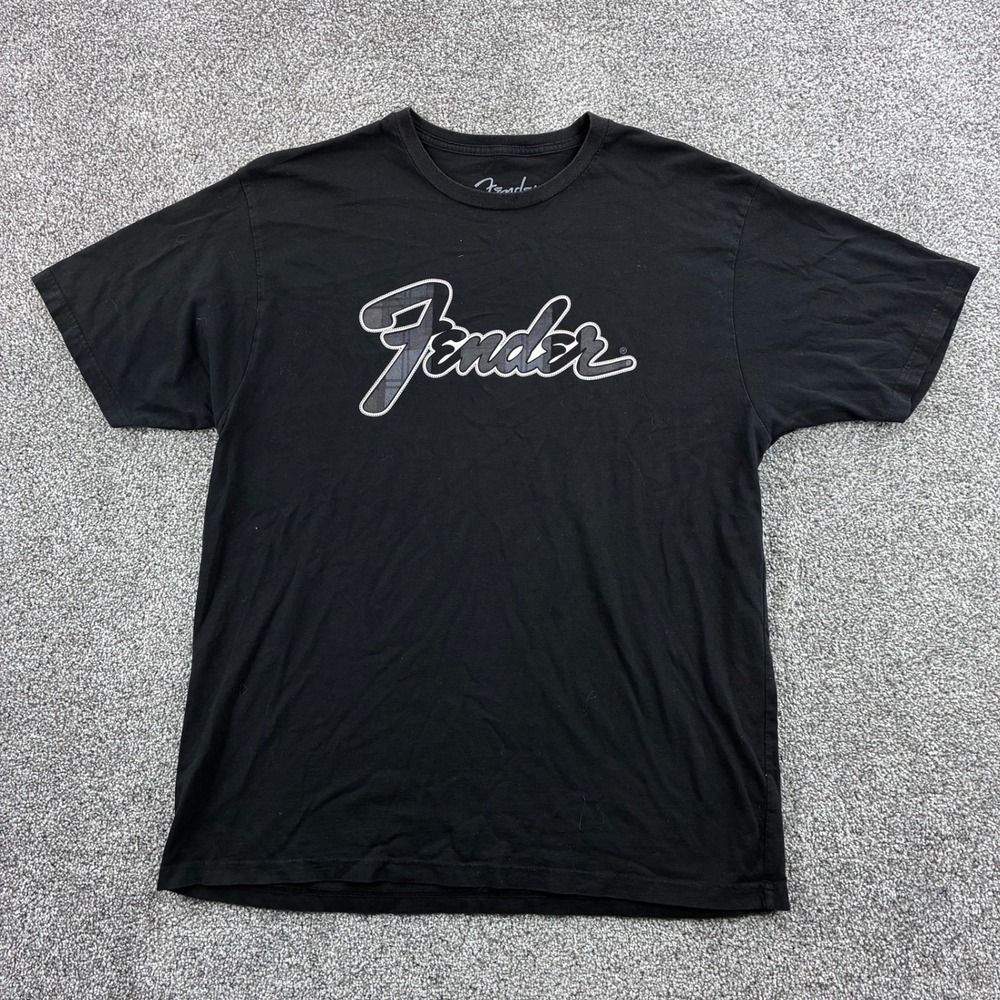 Fender Shirt Mens XL Black Cotton Graphic Rock Music Guitar